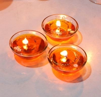 iHandikart Handicrafts Handmade wax Tealight Candles (Smokeless, Set of 3)  - Orange, Wax, Pack of3
